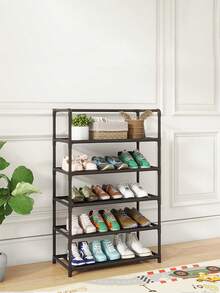 Black Metal Shoe Rack With Handrail, Space-Saving, Minimalist Dust-Proof, Stable, Stylish, Easy To Assemble And Disassemble, Portable, Suitable For Living Room, Bedroom, Entryway, Office, Home, Multi-Layer Storage, Holiday Gift, Children's Gift - Multicolor - View 16