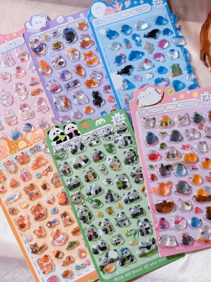Embossed Animal Stickers, Suitable For Planner, Notebook, Phone Case, Scrapbook Decoration, Children And Teacher Inspirational Stickers