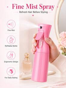 Hair Styling Tool Set (Includes Spray Bottle, Rat Tail Comb, Hairline Comb And Sectioning Clips) Lightweight Accessory Set, Suitable For Daily Updos, Buns, Sectioning And Smoothing Hairstyles - Pink - View 6
