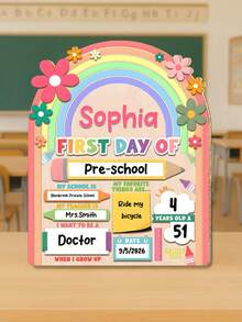 Personalized First Day Of School Sign, Customizable Text Photo Prop, Writable Back To School Photo Prop, First Day Of School Commemorative Board, Suit - Multicolor - View 17