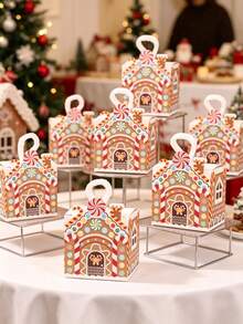 8pcs Christmas Happy Paper Gift Boxes, Gingerbread House & Christmas Reindeer Pattern Mini Gift Boxes, Christmas Candy Boxes, Christmas Party Table Decor, Cookie & Candy Boxes, Christmas Candy Gift Packaging Boxes, Christmas Eve Party Gift Packaging Supplies, Christmas Home Decor, Room Decor, Small Candy Boxes, Christmas Gifts, 2026 New Year Decor, Christmas Decor - Christmas Gingerbread Man - View 4
