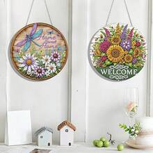 4pcs/Set Set Lukisan Berlian Pola Buket Selamat Datang di Rumah Set Meja 5D DIY Seni Berlian Dekorasi Meja Kerajinan Inlay Batu Permata Dekorasi Meja Kamar Tidur Rumah - View 4