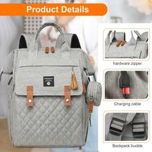 Large Capacity Diaper Bag Backpack, Multifunctional Maternity Bag For Mom, Lightweight Care Backpack For Stroller Walks, Park & Weekend Getaways - Grey - View 5