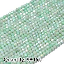 約 98 顆 4mm 馬卡龍尖頭水染刻面玻璃珠 DIY 珠飾手工串珠材料包，珠飾配件 - diy尖水染瓷 - 查看 16