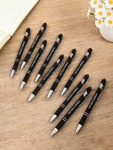 12pcs Blue Ink Customized Pens, Metal Printed Name/Logo/Text, Gift For Office, Teachers And Students, Engraved Pens, Promotional Items - Sets - View 4