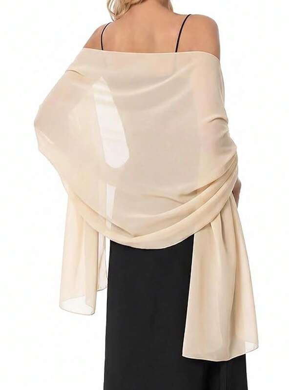 1 peça xale/lenço de chiffon de cor sólida, adequado para noiva, festa de casamento, vestido de noite e traje para ocasiões especiais, hijab da Malásia