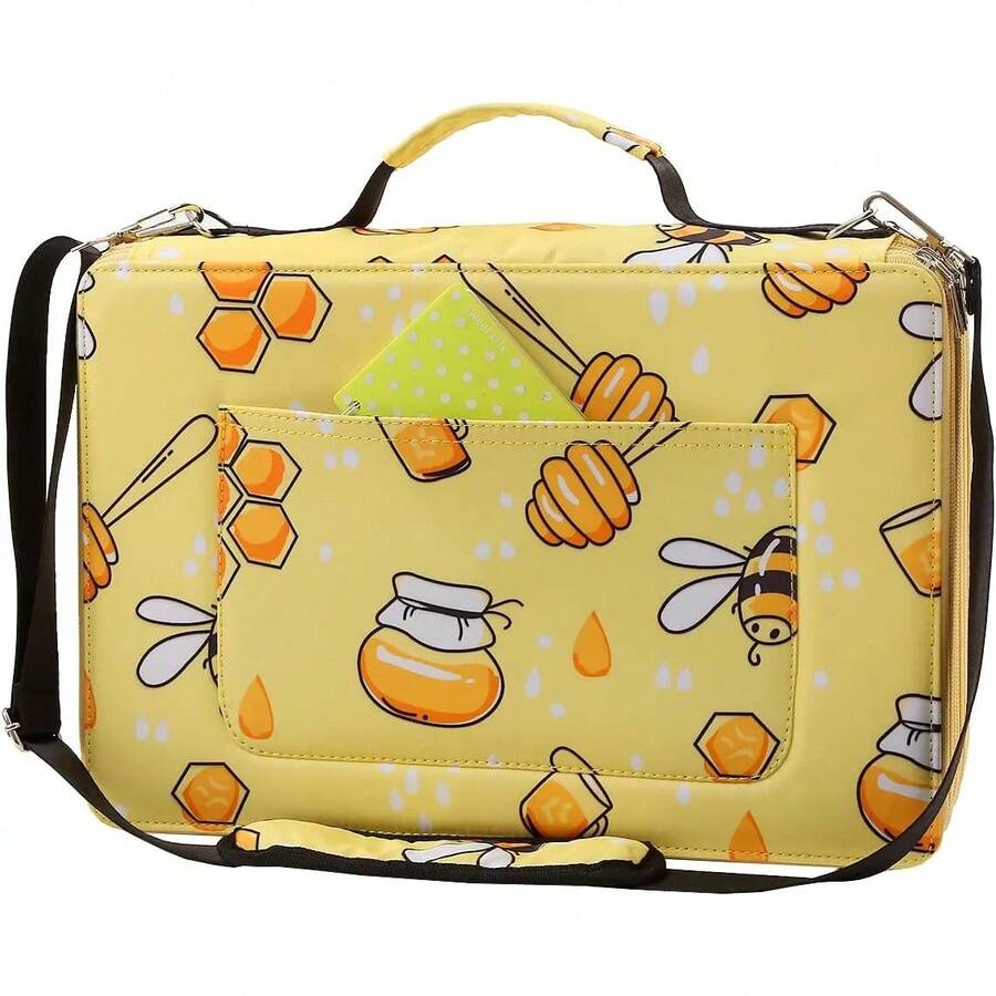 Pencil Cases Designed With A Variety Of Fun Patterns (Bees, Jungle Animals, Flowers, Etc.) - 120/200/252/300/480 Compartments, With Multiple Zippered Compartments, Can Organize Various Pens And Stationery Accessories, Portable And Lightweight Design. - Bee 480 插槽 - 查看 1