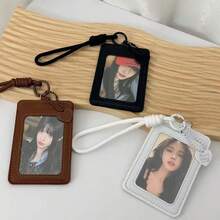 Photo Card Holder Keychain - 1pc PU Leather Wallet Size Photo Card Holder With Detachable Metal Chain, Cute Double Slot Protective Case, Suitable For Idol Photo Cards, ID Cards And Credit Cards - Lanyard + Card Holder + Heart-shaped Pendant - View 8