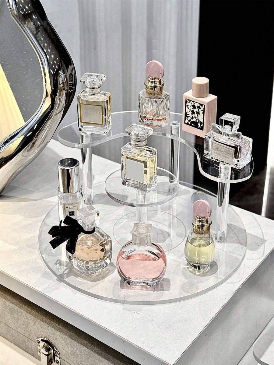 Acrylic Perfume Display Rack, Cosmetics Display Rack, Elevated Display Rack For Stores, Multi-Tier Stepped Square Display Rack For Figurines, Antiques, Jewelry, And Other Collectibles - A - View 1