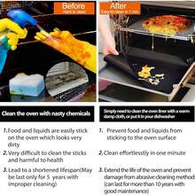 Black Non-Stick Oven Liner Reusable Heat-Resistant Mat Suitable For Electric Stove/Gas Stove/Grill Cooking - Multicolor - View 6