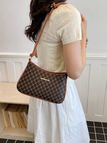 Large Capacity Versatile Women's Monogram Shoulder Bag 2026 Spring New Underarm Bag Wholesale - Coffee - View 7