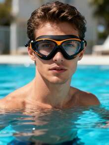 1pc Swimming Goggle Set Waterproof And Anti-Fog Swimming Goggles With Earplugs, Adjustable Wide Straps, UV Protection Clear Vision Swimming Goggles, Suitable For Swimming Pools And Open Water - Black - View 3