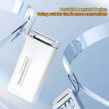 LADAPU 10000mAh 5W Slow Charging Multifunctional Power Bank With Flashlight, Ultra-Bright LED Camping Light, Rechargeable Portable Mobile Phone Charger, Built-In 4 Cables, USB-C Input & Output, Outdoor Travel Must Have Battery Packs,Give A Gift/Present.Travel, Going Out, Going To School, Going To Work And Going Out Are Necessary. - White-5W - 查看 3
