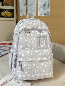 1套返校星形圖案背包，附透明照片口袋，防水學生書包，含額外電纜收納袋 - 彩色 - 查看 8
