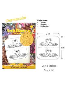 1 Set "Tiny Kissing Swans" Temporary Tattoo Stickers, Two Swans Heart Shape, Realistic Tattoo Effect, Waterproof, Body Art, Colorful, Easy To Apply And Remove, CMNF038 - Multicolor - View 3