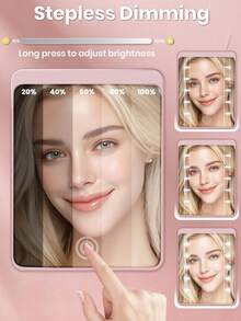 300mAh USB Rechargeable LED Makeup Mirror With Light, Portable Folding Travel Vanity Mirror, 3 Lighting Modes, Touch Dimmable Magnifying Makeup Mirror, Compact Pocket Mirror, Suitable For Travel, Office, Dorm, Bedroom, Holiday Gift - Multicolor - View 6
