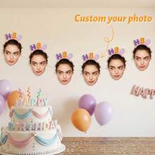 6/12 Sets Customized Photo Face Banner Party Decoration, Personalized Funny Hanging Flag, Suitable For Birthday Celebration And Home Party Atmosphere, Customized Photo Flag Display, Customizable Atmosphere Banner Gift, Party Decoration And Photo Props - Multicolor - View 9