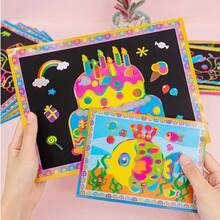 DIY Magic Scratch Rainbow Art Paper Set With Bamboo Stylus, Fun Graffiti Craft Kit For Kids, Children's Day Gift & Creative Coloring Tool - Multicolor - View 8
