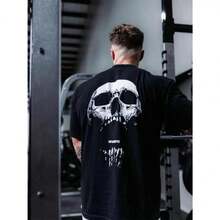 Nueva camiseta de gimnasio, holgada, de algodón, para hombres, de mangas cortas, para culturismo, deportes, entrenamiento de verano, tops para correr - Negro - Ver 2
