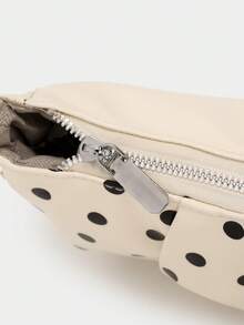 1pc Fashion Polka Dot Decorated Women's Shoulder Bag, Metal Chain Cloud Pleated Bag, Suitable For Shopping, Party, Shopping, Travel And Daily Use - White - View 6
