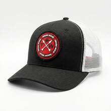 Texas Wind Country Trucker Cap With Curved Brim And Mesh Detail - 黑白紅 - 查看 2
