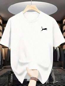 Men's T-Shirts, Short Sleeve, 100% Cotton, 200 Grams, Men's Clothing, Fashionable Casual Outdoor Sports Sweatshirts, Gym Gifts For Men, Father's Day, Beach, Lightweight - 白色 - 查看 1