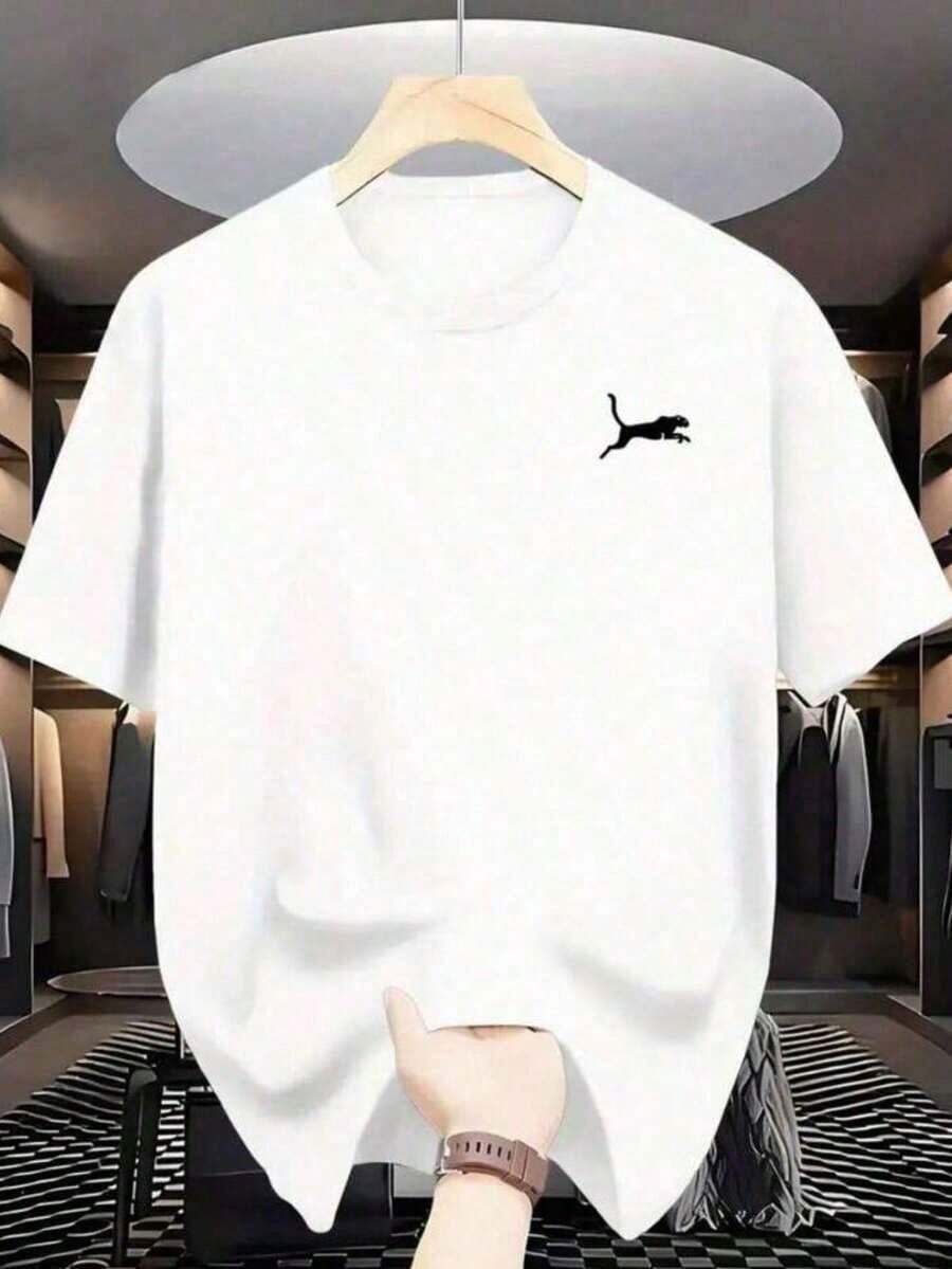 Men's T-Shirts, Short Sleeve, 100% Cotton, 200 Grams, Men's Clothing, Fashionable Casual Outdoor Sports Sweatshirts, Gym Gifts For Men, Father's Day, Beach, Lightweight - 白色 - 查看 1