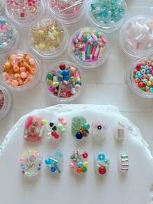 1 Bottle Mini Nail Art Seed Beads With Holes, Colorful Micro Beads, Simple Versatile All-Match Accessories Nail Charms - 彩色 - 查看 7