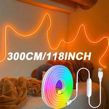LQHZMYYY RGB Neon Light USB Powered With 4-Key Control, Music Mode Lights Change With Rhythm, Flexible Light Strip Can Bend For DIY Styling, Suitable For Stage, Music Festival, Party, Gaming Or Birthday Atmosphere, Gaming Relaxation Use - Multicolor - View 11