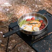 CAMPINGMOON Outdoor Camping Deep Frying Pan Three-Layer Steel Portable Detachable Handle Suitable For Frying And Boiling CC-23 - Silver - View 3