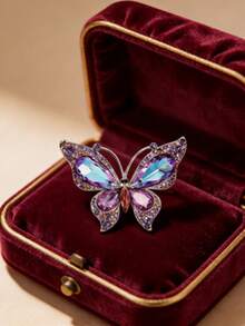 1 Stück glitzernde rosa Schmetterlings-Brosche, Blumenschmuck für Damen, stilvolle Nadel für Alltag & Bankett-Veranstaltungen - Verschiedenfarbig - Übersicht 5