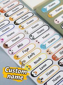 100-500pcs Label Nama Kustom Tanpa Setrika, Label Nama Personalisasi untuk Label Pakaian, Stiker Nama Kustom untuk Label Botol Air, Kembali ke Sekolah - Gaya A - View 1