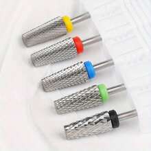 1/2/4/5PCS Professional Cross-Tooth Flat Head Nail Drill Bit Nail Polish Remover Cuticle Manicure For Taking Off Artificial Nails A Replacement Head For Electric Nail Files And A Tool For Hand And Foo - Silver - View 4