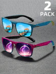 2pcs Women's Outdoor Sports Glasses With Multi-Color TAC Coated Lenses, Classic Square Frame Design For Outdoor Activities And Photography - Multicolor - View 10