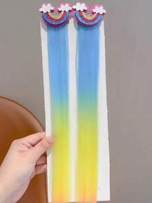 6pcs Girls Cute Street Cartoon Rainbow Butterfly Heart Gradient Color Hair Clips - Multicolor - View 5
