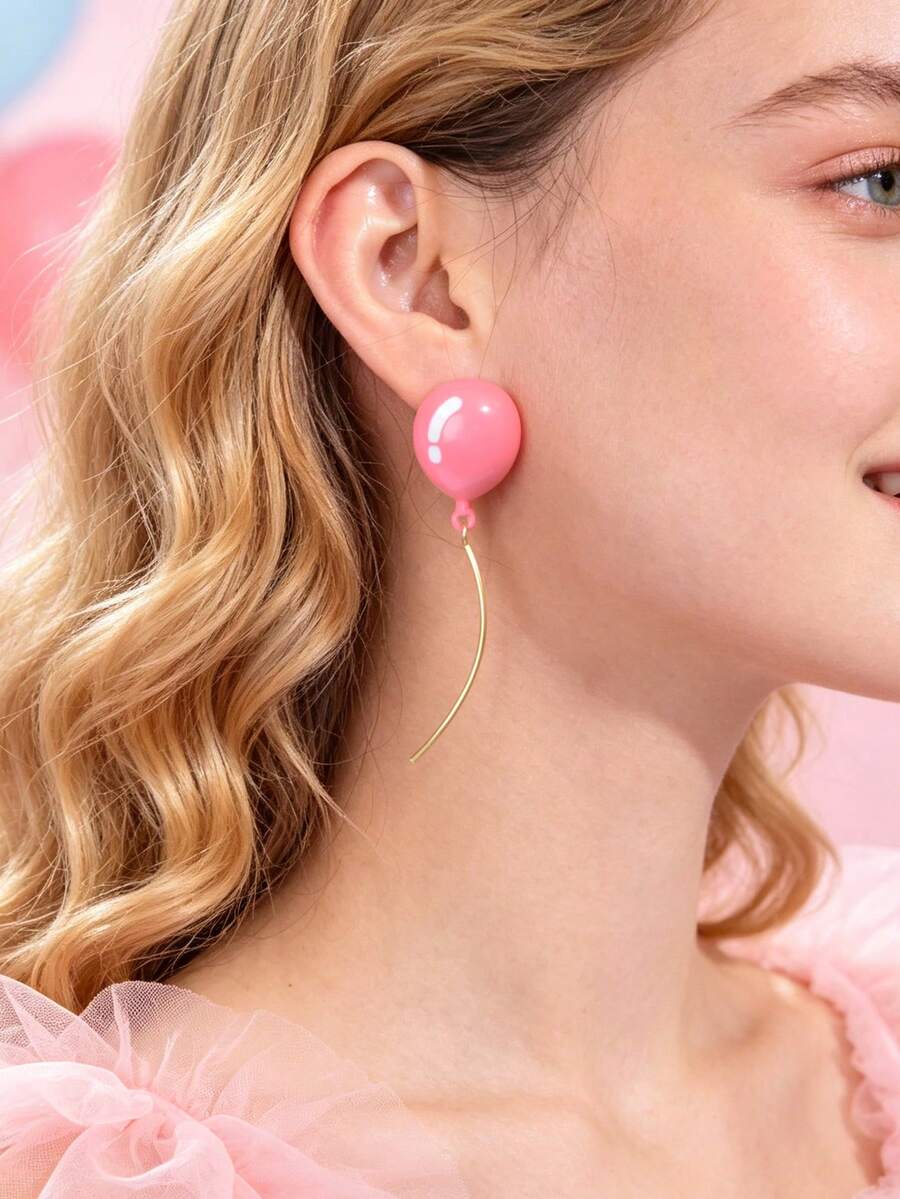 Balloon Drop Earrings - Pink - View 1