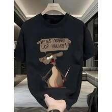 Casual dibujo animado ratón impreso hombre camiseta, cuello redondo manga ,corta tela suave y cómoda deporte ,Carnaval Día de la Independencia regalos adecuada para, temporada de moda. Ideal - Negro - Ver 1