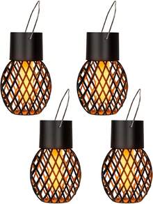4pcs Solar Powered Flame Effect Hanging Lights, Waterproof Outdoor LED Fairy Lights, Balcony Garden Patio Holiday Decor Lights, Suitable For Yard Patio - Solar Flame Lantern - View 14
