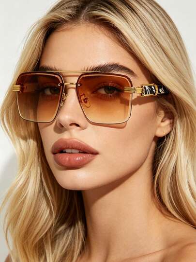 1 Pair Women's Personalized Fashion Aviator Glasses, Multifunctional Travel And Beach Accessory, Suitable For Women's Minimalist Design, Summer Beach Vacation, Outdoor Activities, Travel