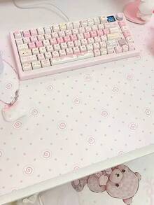 Pink Polka Dot Fish Egg Y2K Style Waterproof Anti-Slip PU Leather Desk Mat Full Screen Protection Mouse Pad - View 5