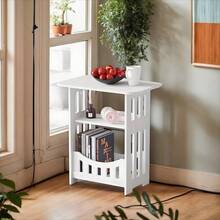 White Nightstand, Compact PVC Nightstand, Multifunctional Storage Cabinet, Waterproof Side Table, Suitable For Bedroom, Bathroom, Kitchen, Easy To Move Mini Storage Cabinet, With Sturdy Leg Frame - White - View 9