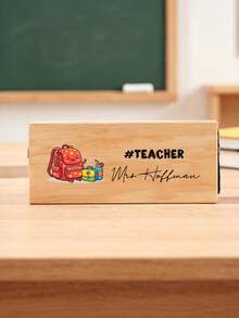 1pc Custom Teacher Name Chalkboard Eraser, Personalized Wooden Blackboard Cleaner, Back To School Teacher Appreciation Gift,Custom Name Blackboard Eraser For Classroom Decor Teacher Gift - Multicolor - View 13