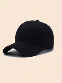 Gorra de béisbol de hombre casual de unicolor, diseño versátil y minimalista - Negro - Ver 5
