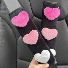 1 pieza/2 piezas Almohadillas suaves en forma de corazón para cinturón de del coche - Almohadillas de cómodas y antideslizantes, mejoran la experiencia de conducción - Hombreras - Ver 2