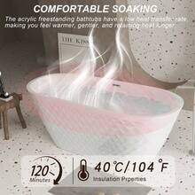 59'' Acrylic Freestanding Bathtub With Unique Diamond Pattern Design: Spacious Oval Shape,  Gloss White Finish,  Overflow And -Up Drain CUPC Certificate-XY579964 - Multicolor - View 4
