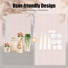 HYYKJ-US 5 Pack Milky White Honeycomb Paper Flower Stand With PVC Top Plate, 110LBS High Load-Bearing Foldable Floral Display Pillar, Multi Height Reusable Aesthetic Centerpiece For Wedding Aisle Birthday Party Event Home Decor - Modern - View 5