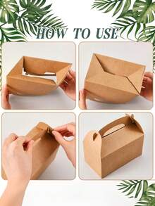 1/6/12/24 buah Kotak Hadiah Kertas Kraft, Motif Daun Palem, Dengan Pegangan Portabel, Cocok Untuk Permen, Kue, Camilan, dll., Untuk Pesta Lajang, Pesta Pernikahan, Pernikahan, Kotak Hadiah Ucapan Terima Kasih Tamu, Wadah Hadiah Pesta Tema Hutan Tropis Luar Ruangan - kotak kertas kraft - View 3