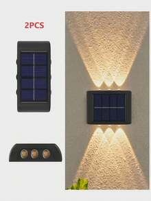 2/1 pièce Lampe murale solaire, Lampe de terrasse extérieure 6 LED, Lampe murale, Convient pour la cour, la rue, la clôture, le garage, le jardin, Décoration parfaite - Noir - Voir 13
