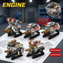 Juego de bloques de construcción de motor mecánico, kit de modelo de pistón y biela funcional, bloques de juguete DIY, bloques de construcción para aliviar el estrés, kit de modelo de coche coleccionable, juguete de ensamblaje de válvulas para niños, gran regalo de cumpleaños/Navidad. - Multicolor - Ver 2