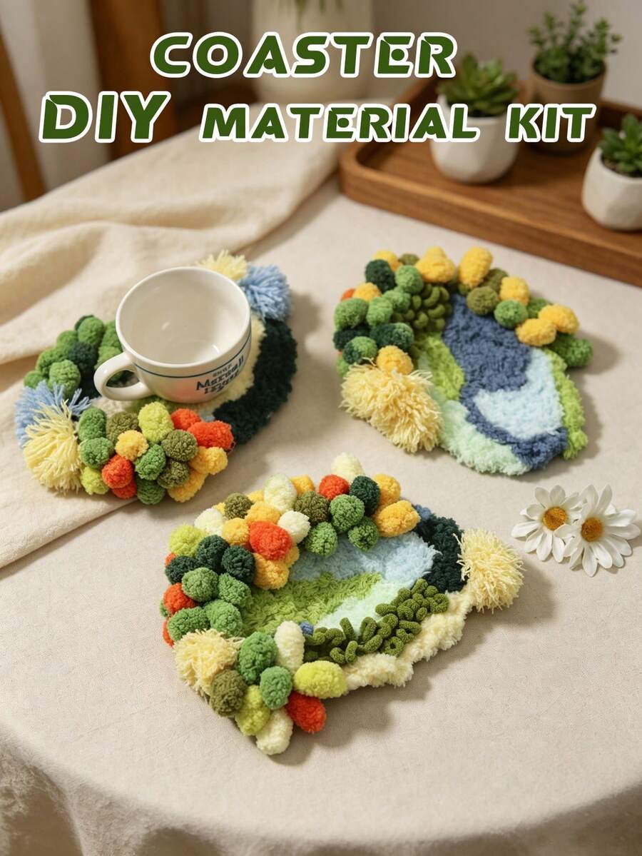 1 Stück handgefertigtes gewebtes moosgrünes Pflanzen-Untersetzer-Set, perfekt für Kaffeeliebhaber und Handwerksbegeisterte. Weich und langanhaltend, super süß, ideal für Heimdekoration und Geschenke - Verschiedenfarbig - Übersicht 1